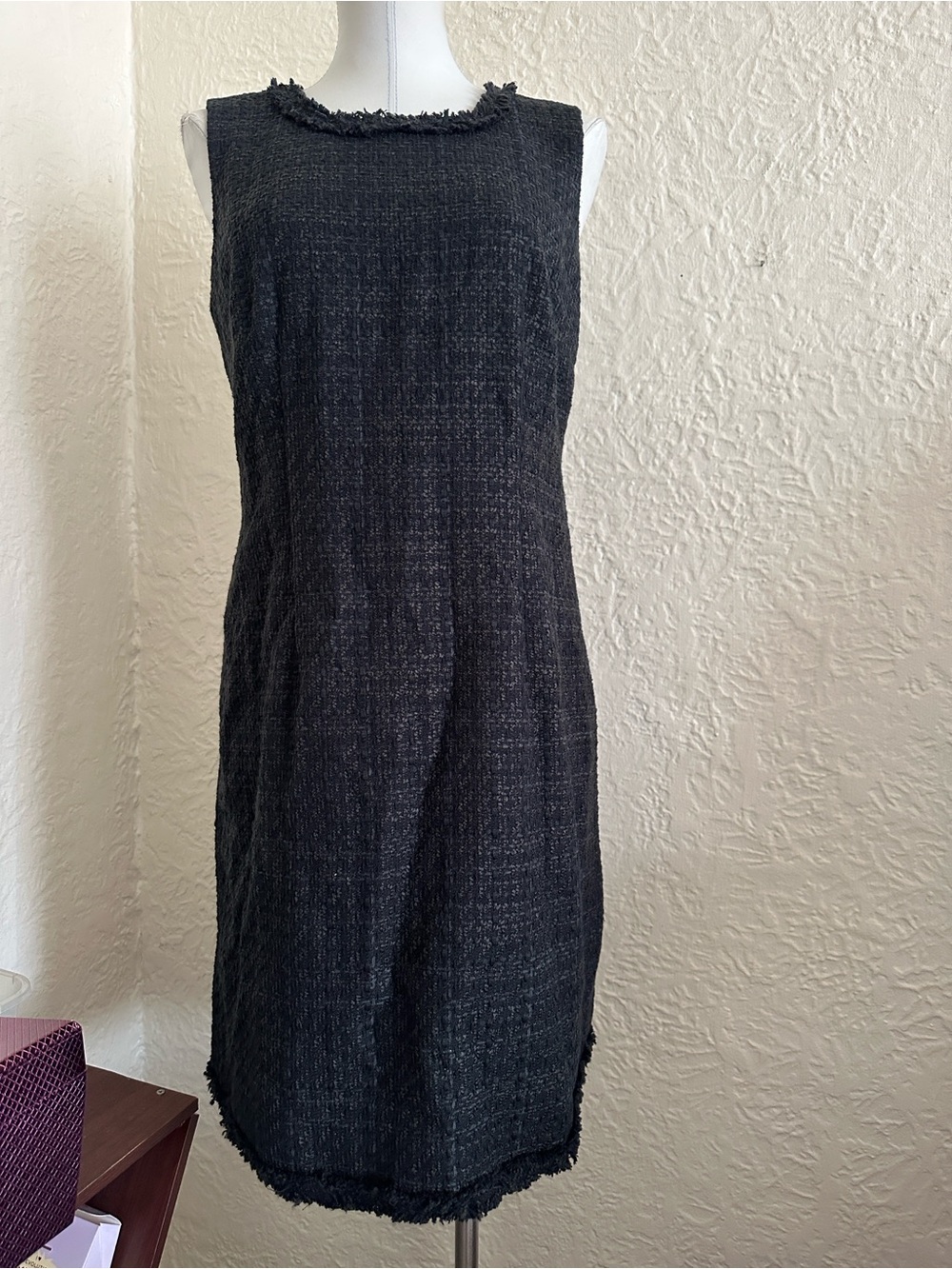 Talbots Black Tweed Sleeveless Knee-Length Dress NWT 8